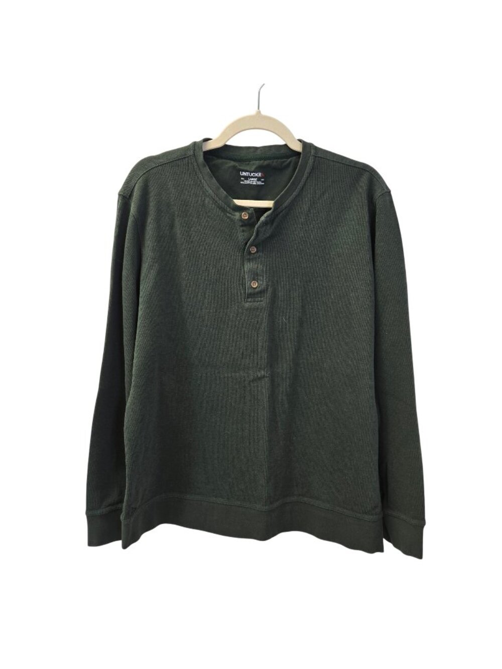 UNTUCKit Cotton & Viscose Blend Olive Green Henley Sweatshirt Size Large